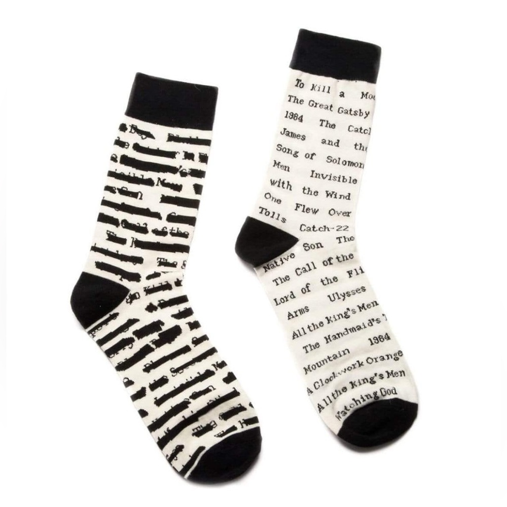 Out of Print Banned Book Socks Unisex Small Crew Sock